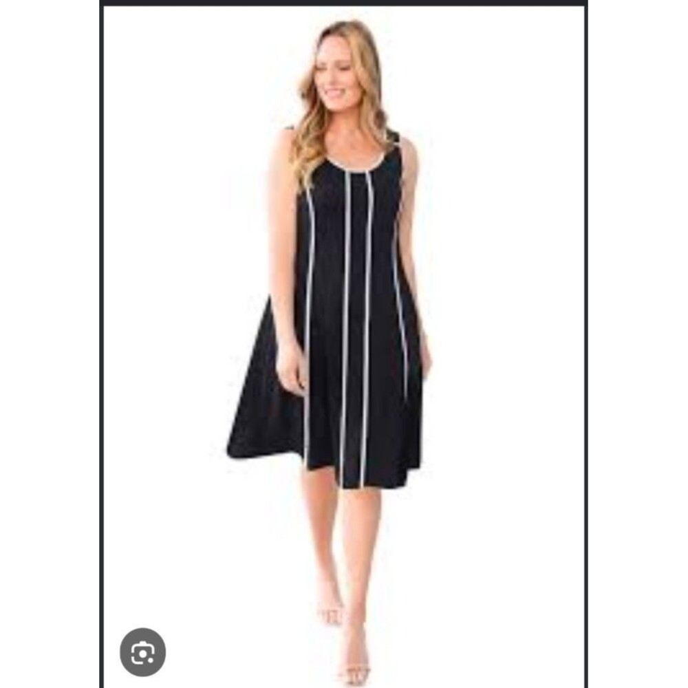 Catherines Dress 20W NWT Black White Fit Flare Sleeveless Plus Size Work $89